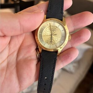 Gold Watch with Black Strap
